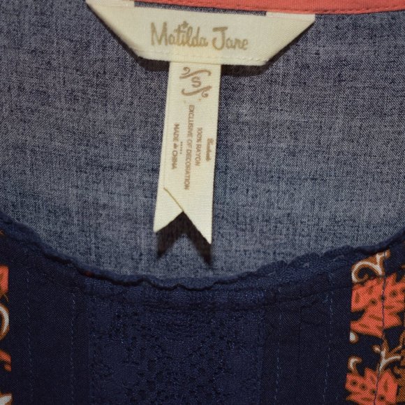 Matilda Jane Floret Floral Orange/blue floral top, size S, EUC - Picture 4 of 5